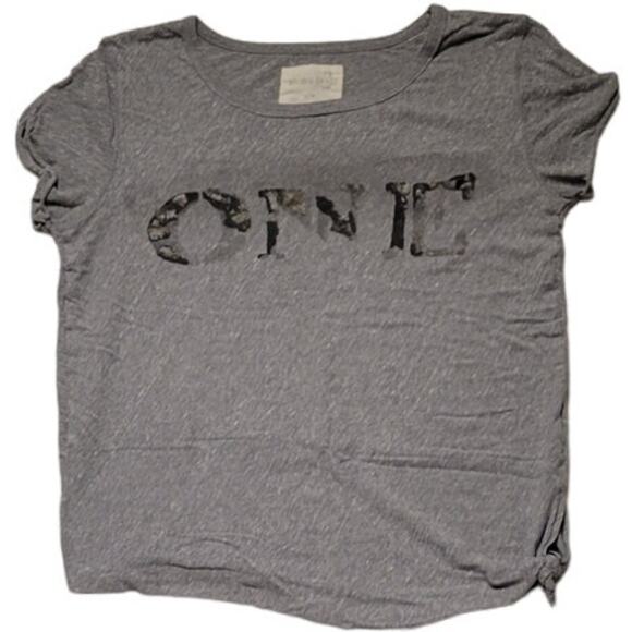 We the Free "One" T-Shirt Gray Raw Hem Bottom w/ Side Tie Casual‎ Comfort - S - Picture 1 of 7